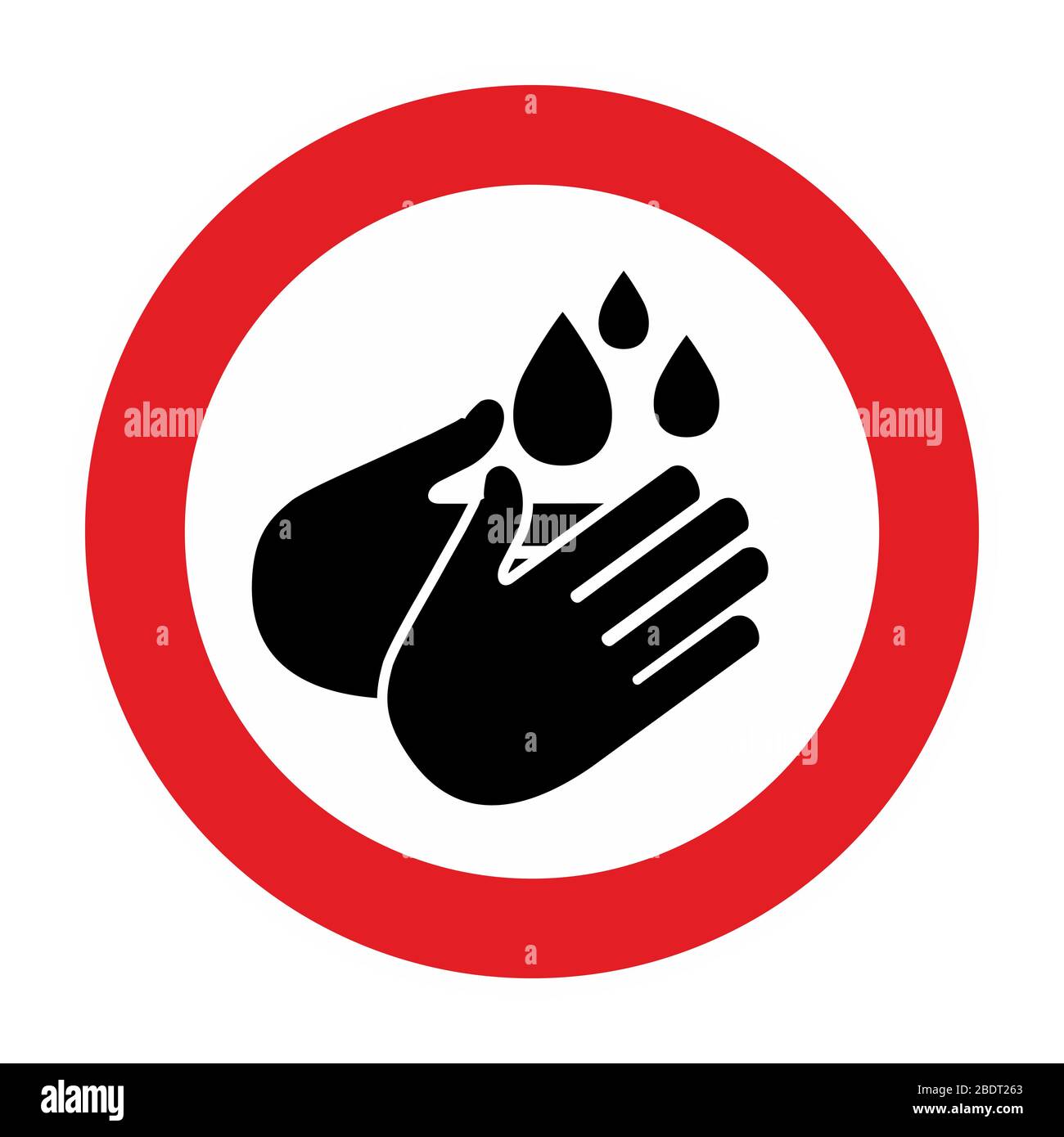Warnungs- und Quarantänezeichen waschen die Hände. Lockdown Pandemie stoppt Coronavirus Ausbruch kovid 19 2019-nCoV. Fahren Sie mit dem Symbol für den Vektor-Schutz der Mundkappe Stock Vektor