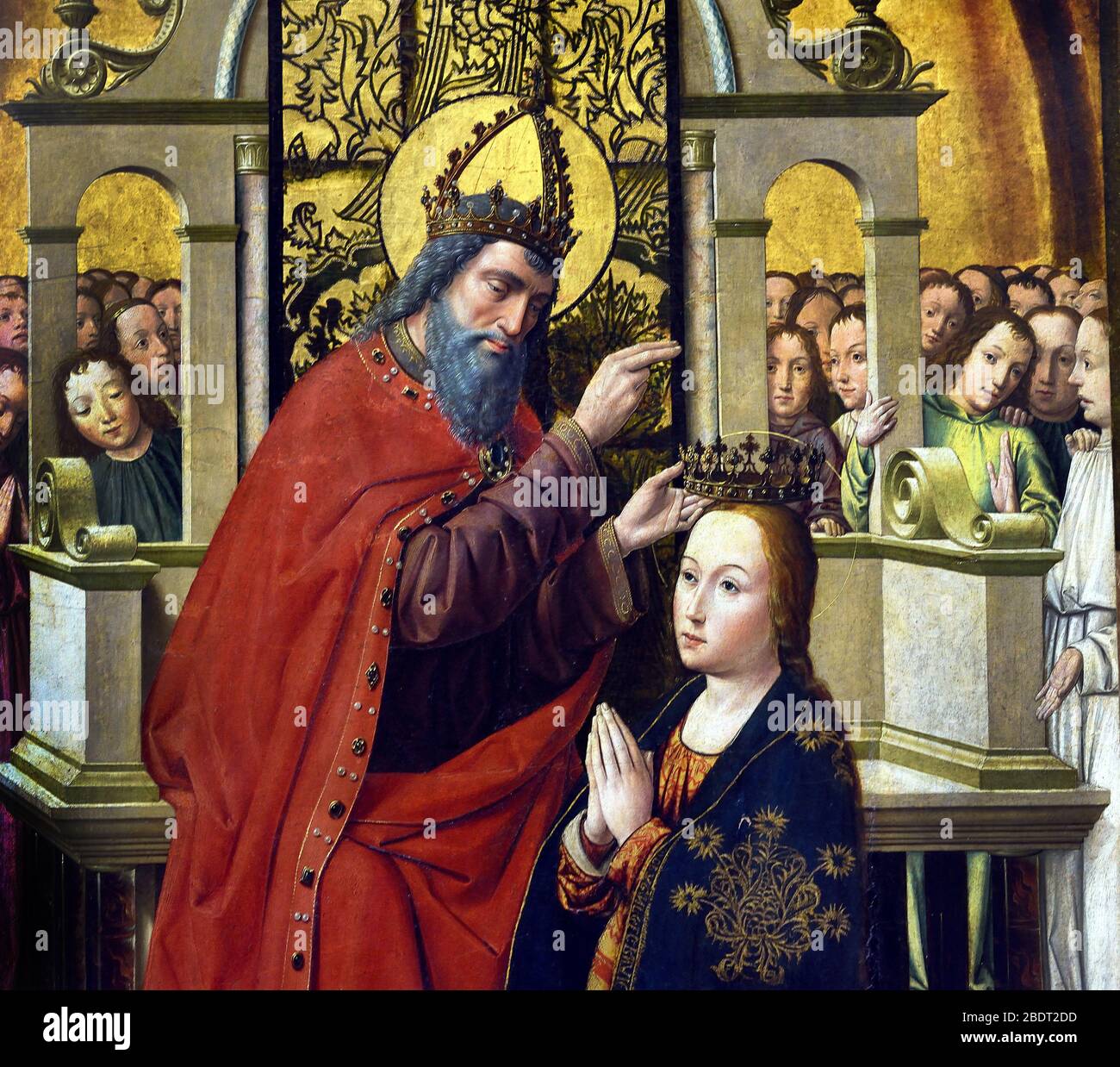 Die Krönung der Jungfrau von Meister von Santa Clara Palencia 15 Jahrhundert Spanisch Spanien Stockfoto