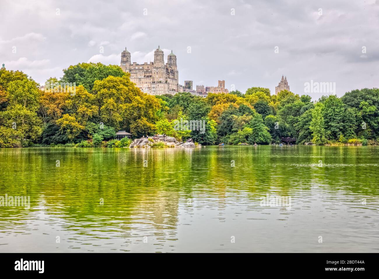 Panorama des Sees im Central Park, New York Stockfoto