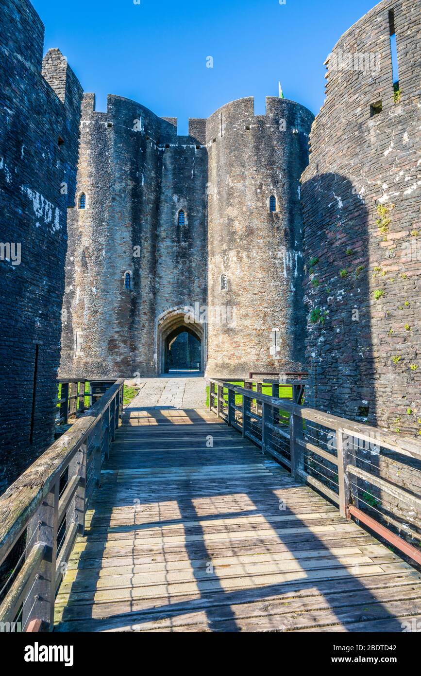 Caerphilly Castle, Wales, Großbritannien, Europa Stockfoto