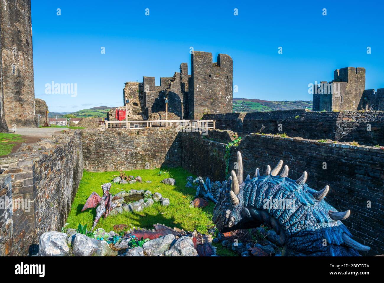 Caerphilly Castle, Wales, Großbritannien, Europa Stockfoto