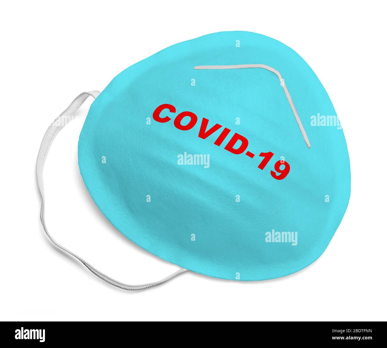 N95 Medizinische Maske mit COVID-19 isoliert auf weißem Hintergrund. Stockfoto