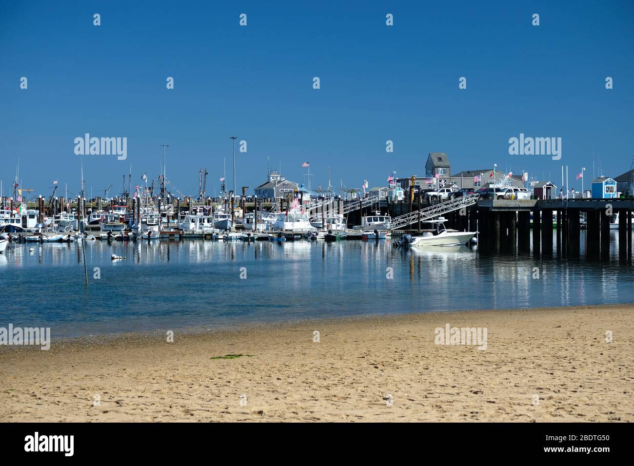 Macmillan Pier im Provincetown Hafen im Sommer, am Cape Cod Stockfoto