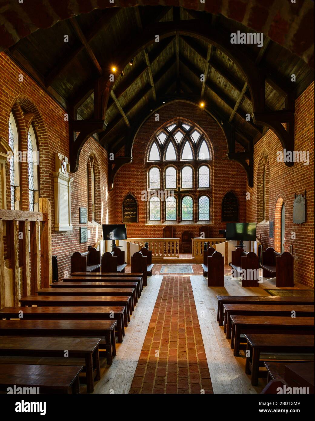 Historisches Innere der Jamestown Church. Stockfoto