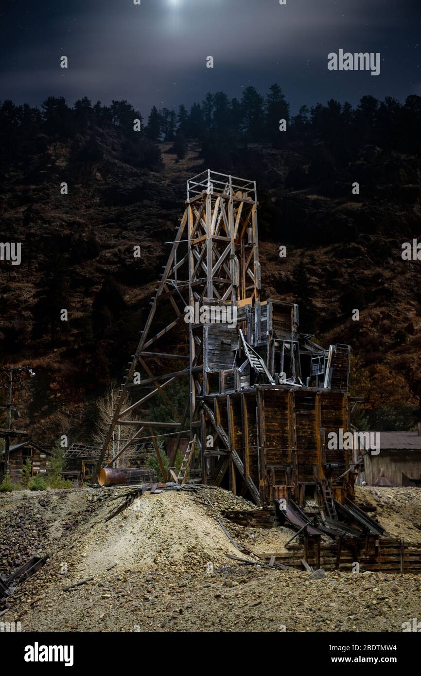 Verlassene Bergbaustrukturen in Colorado Stockfoto