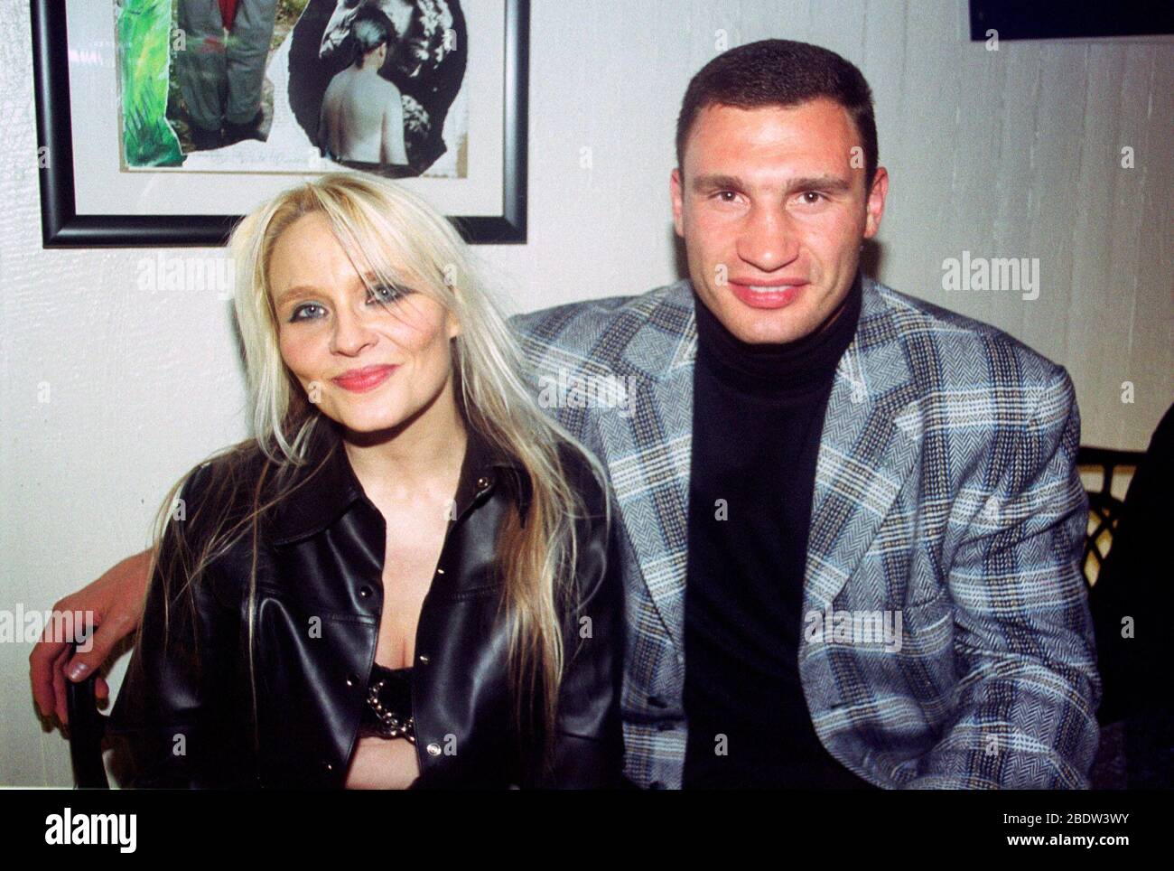 UFA Cinema, Düsseldorf, Deutschland, 30.01.2000, Rhein Fire Superbowl Party, deutsche Rocksängerin Doro PESCH und der ukrainische Boxer Vitali KLITSCHKO Stockfoto