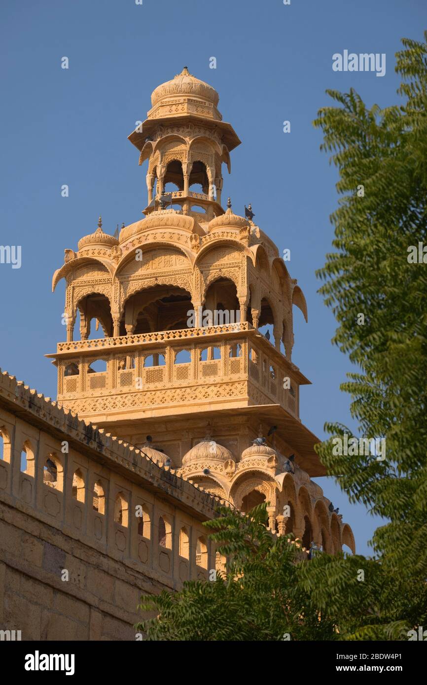 Tazia Tower Badal Vilas Mandir Palace Jaisalmer Rajasthan Indien Stockfoto