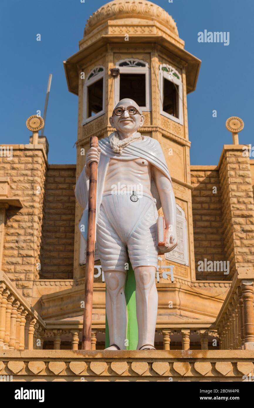 Mahatma Gandhi Statue Gandhi Chowk Jaisalmer, Rajasthan Indien Stockfoto