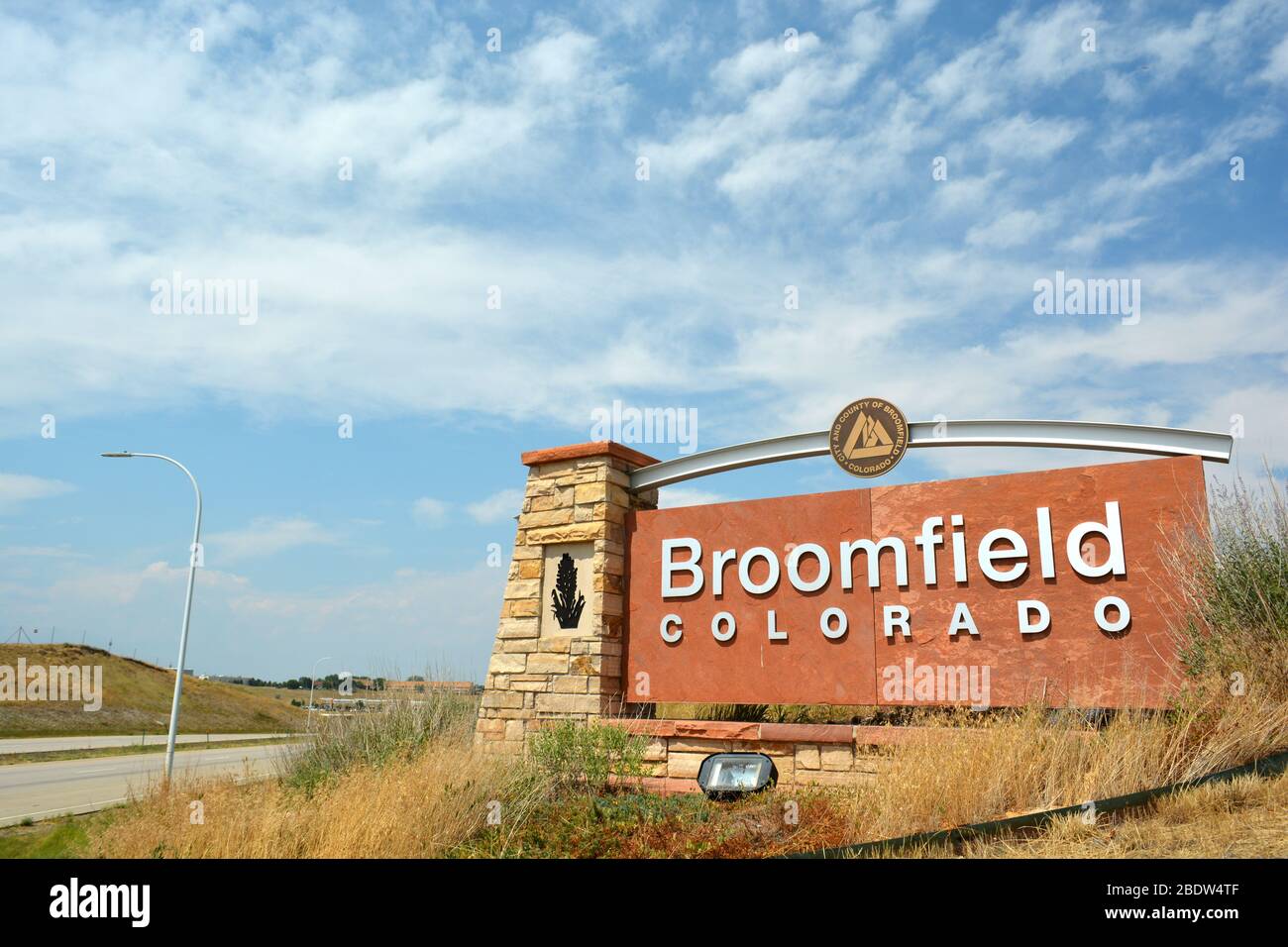 BROOMFIELD, COLORADO, USA - 5. August 2017: Broomfield, Colorado ist eine konsolidierte Stadt und Grafschaft in Colorado's Front Range. Stockfoto