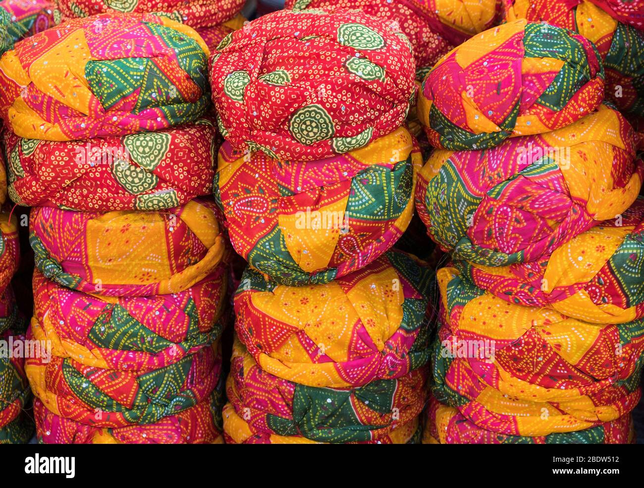 Turbans zum Verkauf Jaisalmer Fort Rajasthan Indien Stockfoto