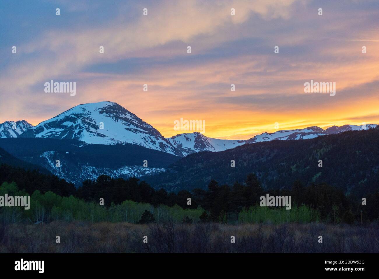 Farbenfrohe Mount Copeland bei Dusk in den Colorado Rocky Mountains Stockfoto