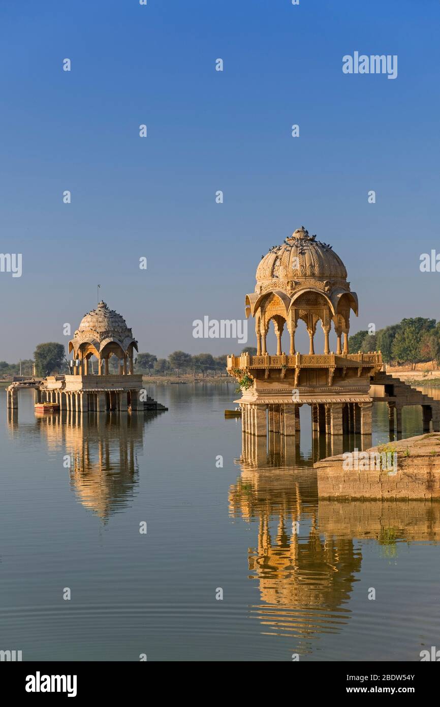 Gadisar Lake Jaisalmer Rajasthan Indien Stockfoto