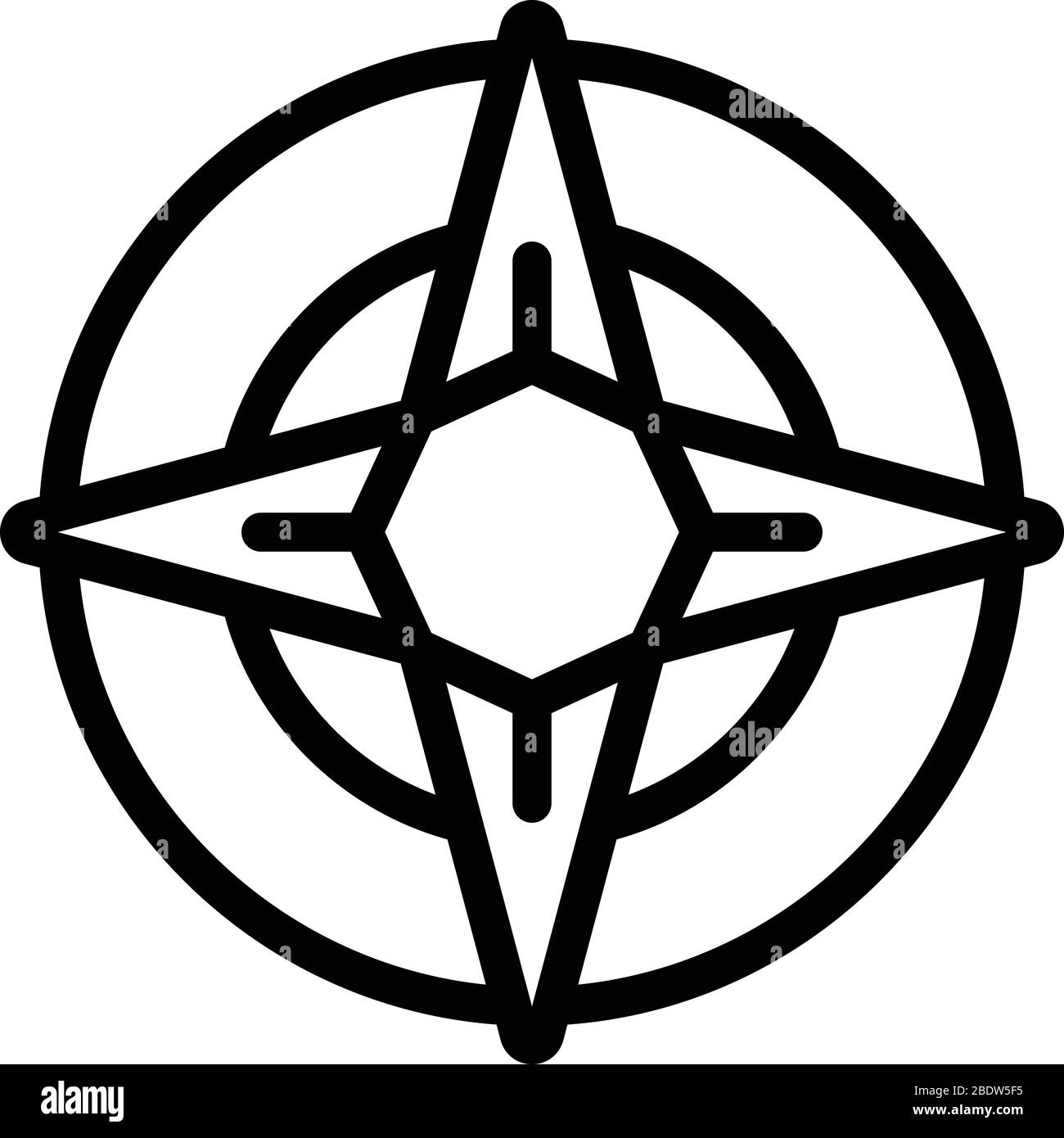Windrose-Symbol, Umriss-Stil Stock Vektor