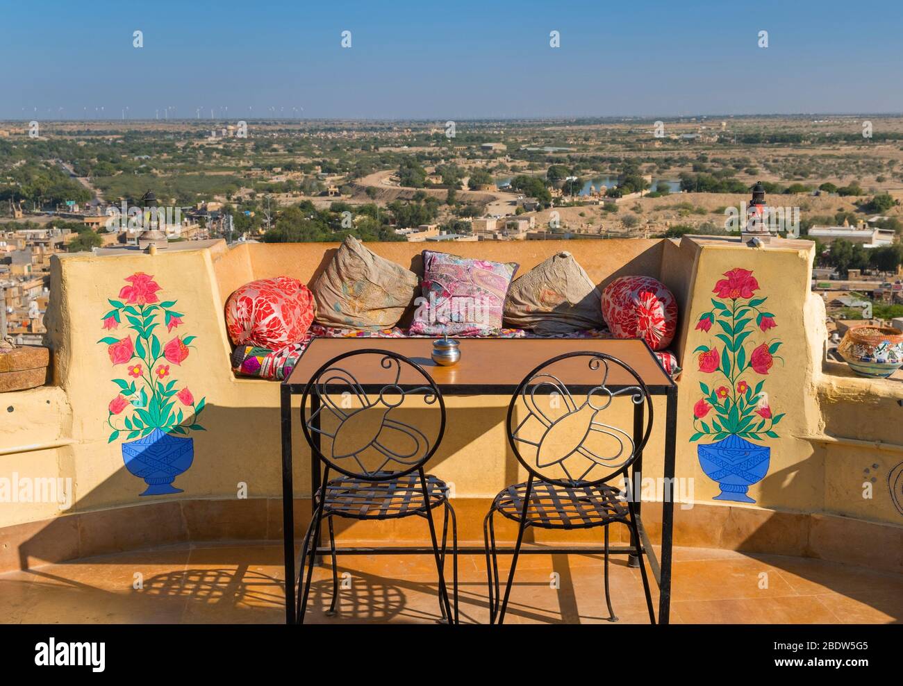 Blick vom Panorama Café Jaisalmer Fort Rajasthan Indien Stockfoto