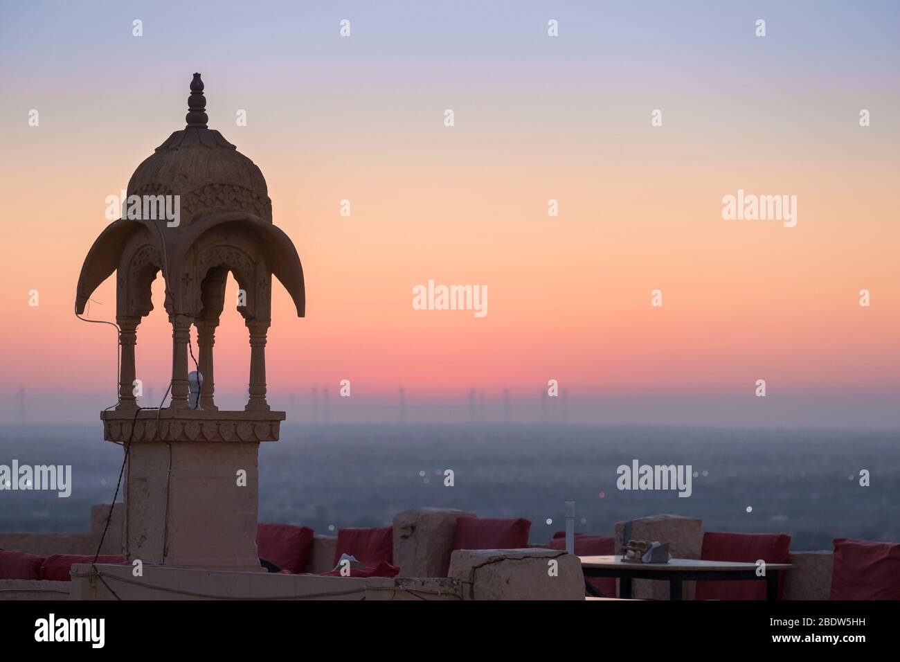 Blick bei Sonnenaufgang von Jaisalmer Fort Rajasthan Indien Stockfoto
