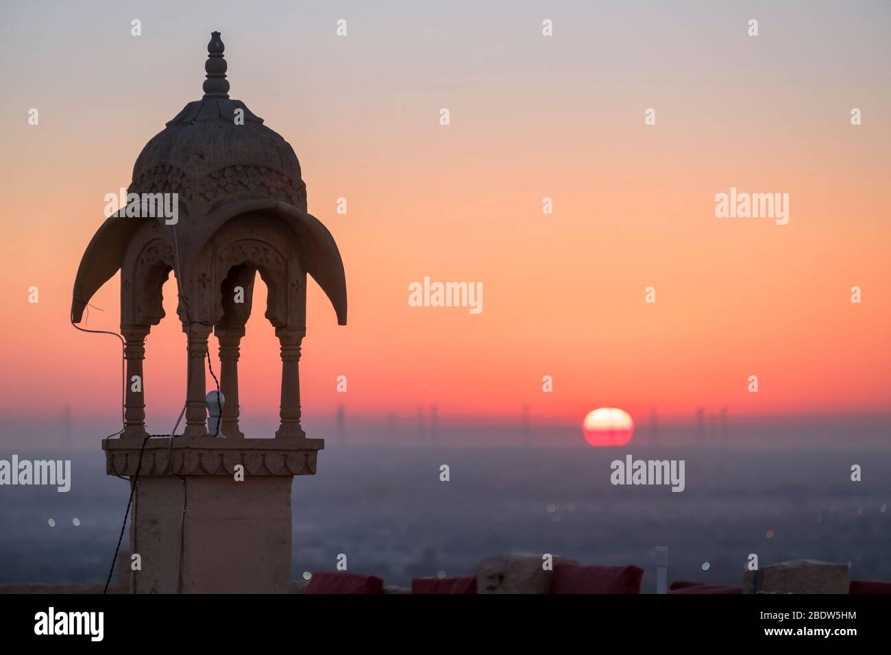 Blick bei Sonnenaufgang von Jaisalmer Fort Rajasthan Indien Stockfoto