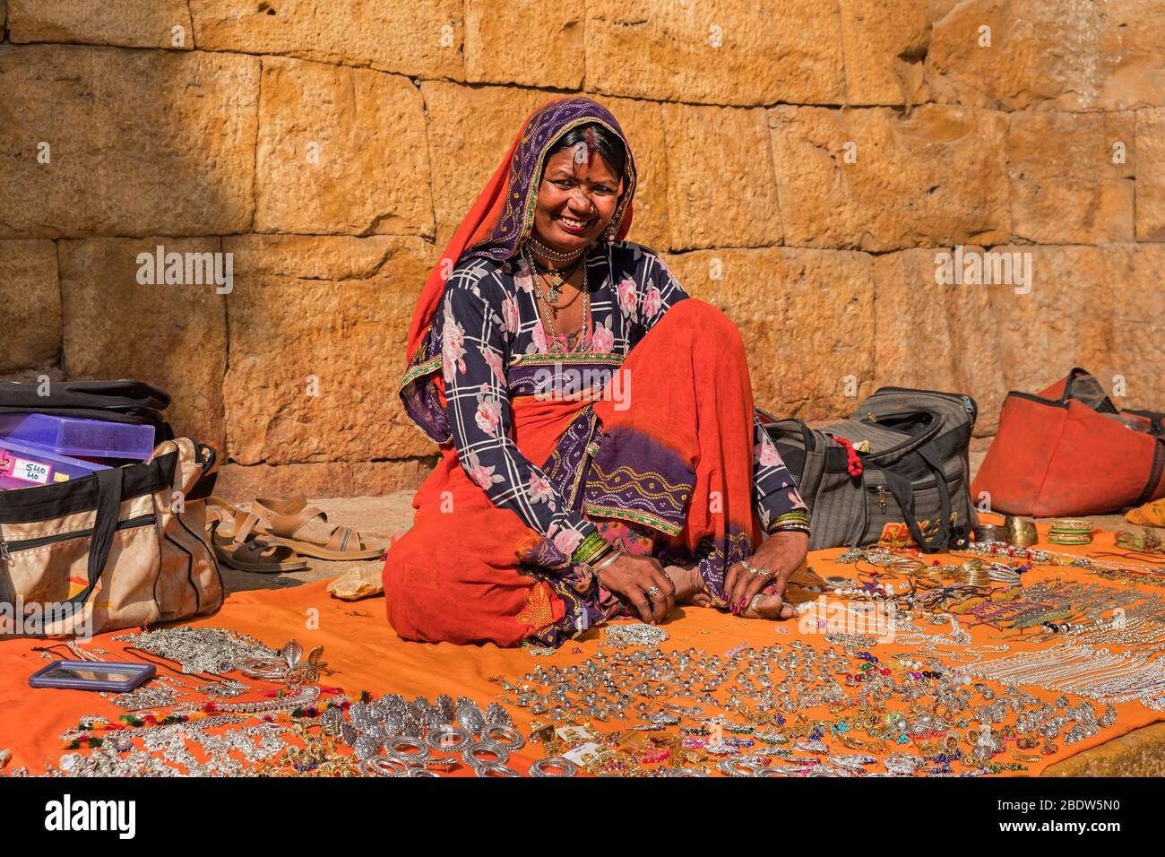 Schmuckhändler Jaisalmer Fort Rajasthan Indien Stockfoto