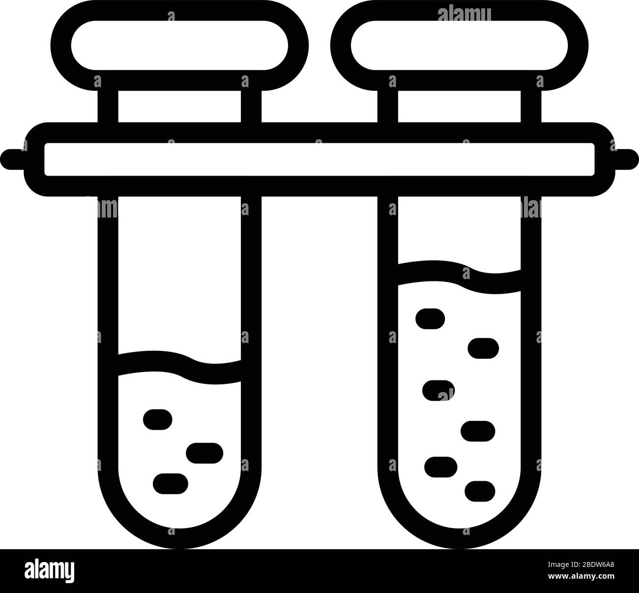 Symbol für zwei Reagenzgläser, Umriss Stock Vektor