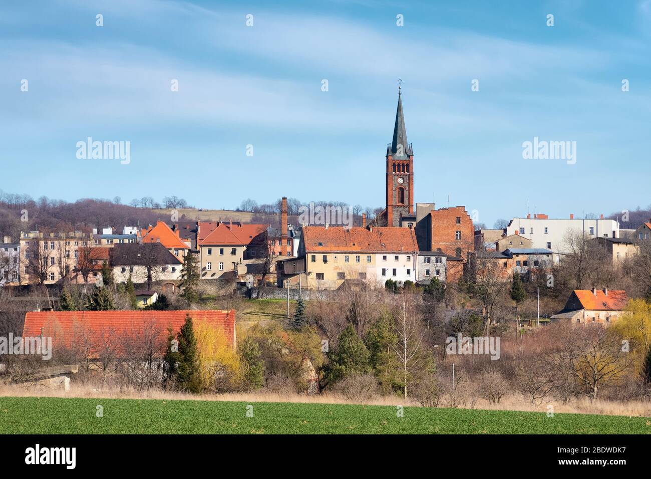 Niemcza, Polen. Blick auf eine historische Stadt in der Woiwodschaft Niederschlesien Stockfoto