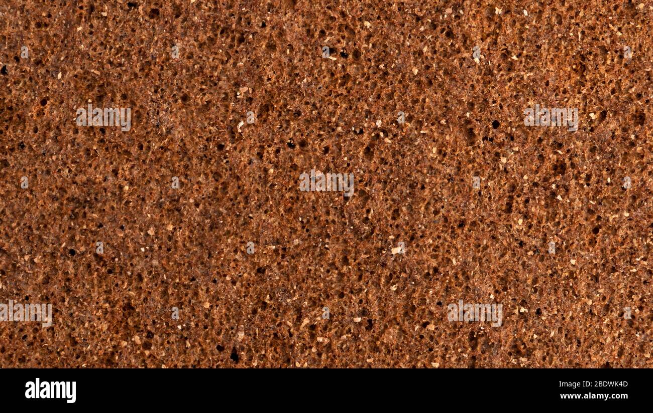 Roggenbrot Textur Nahaufnahme, braunes Brot Hintergrund Stockfoto