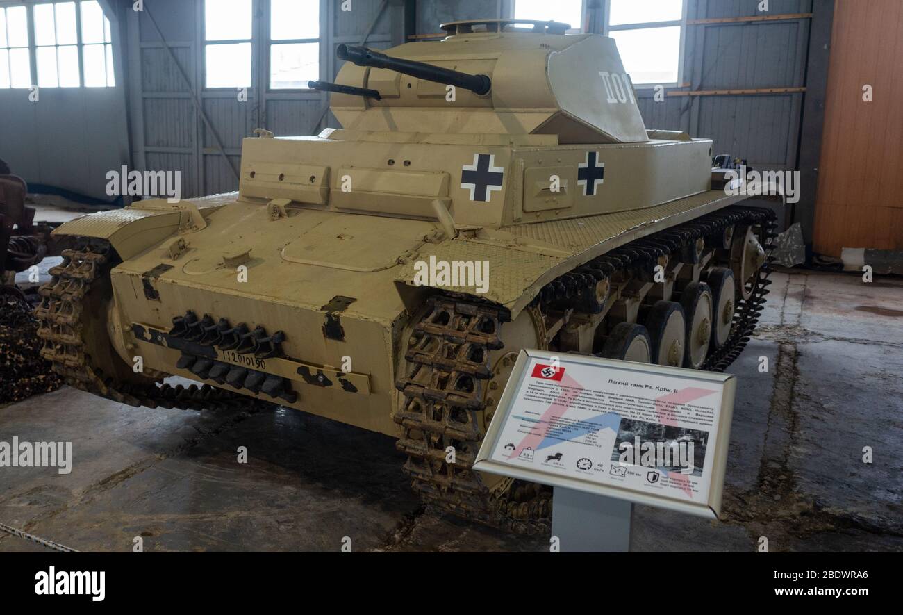 23. März 2019 Region Moskau, Russland. Deutscher leichter Panzer des Zweiten Weltkriegs PzKpfw II im Zentralen Museum für Panzerwaffen und Ausrüstung in Kubinka. Stockfoto