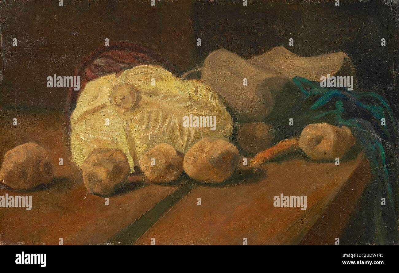Stillleben mit Kohl und Clogs von Van Gogh 1881. Das Van Gogh Museum, Amsterdam Stockfoto