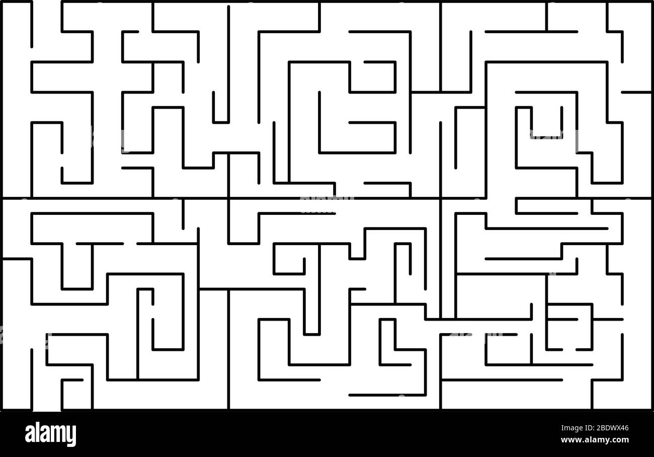 Labyrinth, Labyrinth rechteckige Form. Bildung, Logik-Spiel, Puzzle. Vektorgrafik isoliert auf weißem Hintergrund Stock Vektor