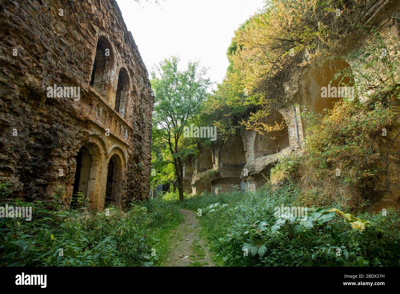 Ruinen der Festung Tarakaniv (Dubenska) bei Tarakaniv Dorf im Dubenski Bezirk, Riwnenskiy Region, Ukraine. Reiseziele in der Ukraine Stockfoto