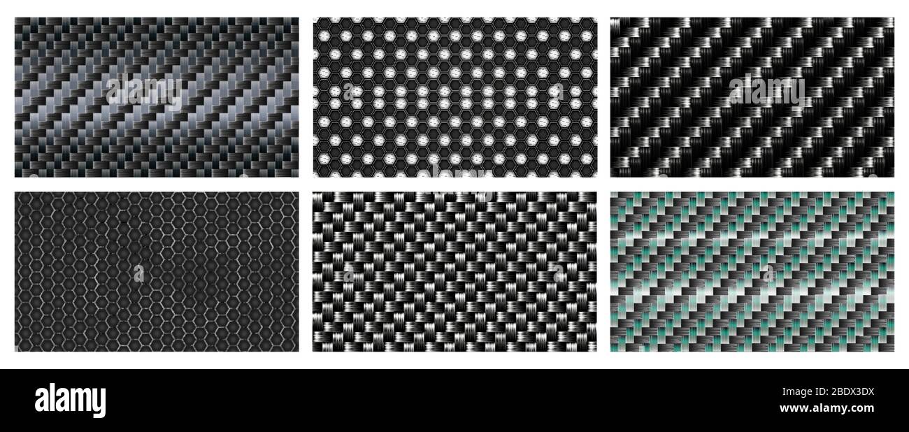 Nahtlose Kohlefaser-Textur. Schwarz metallische Fasern Muster, Sport Carbon Webart realistische Vektor Hintergrund Stock Vektor