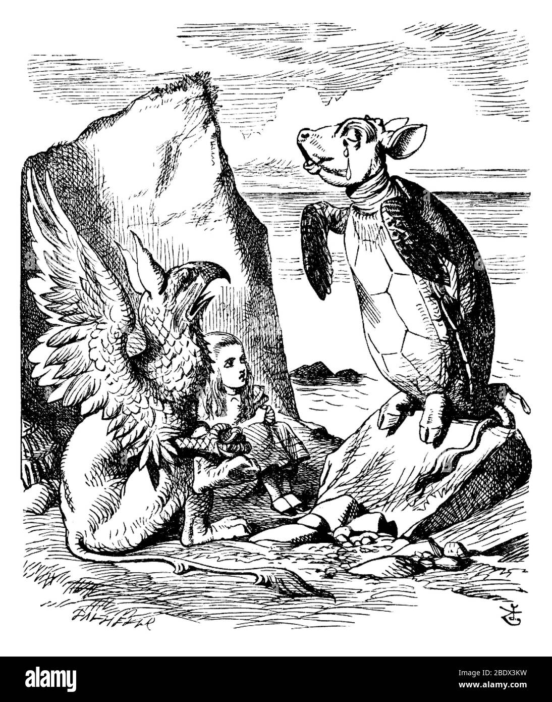 Durch das Looking-Glass, den Gryphon und die Mock Turtle Stockfoto