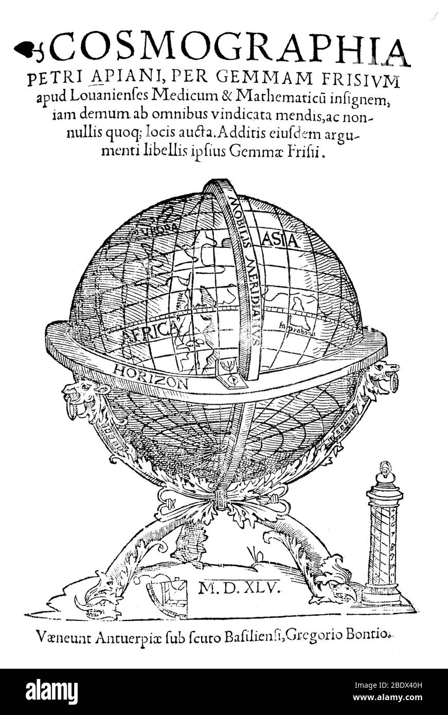 Petrus Apianus, Cosmographia, 1545 Stockfoto