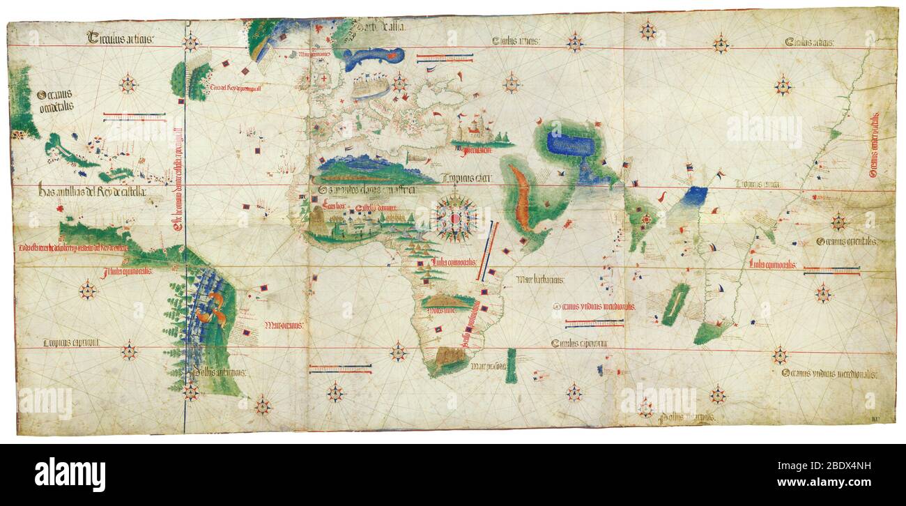 Cantino Weltkarte, 1502 Stockfoto