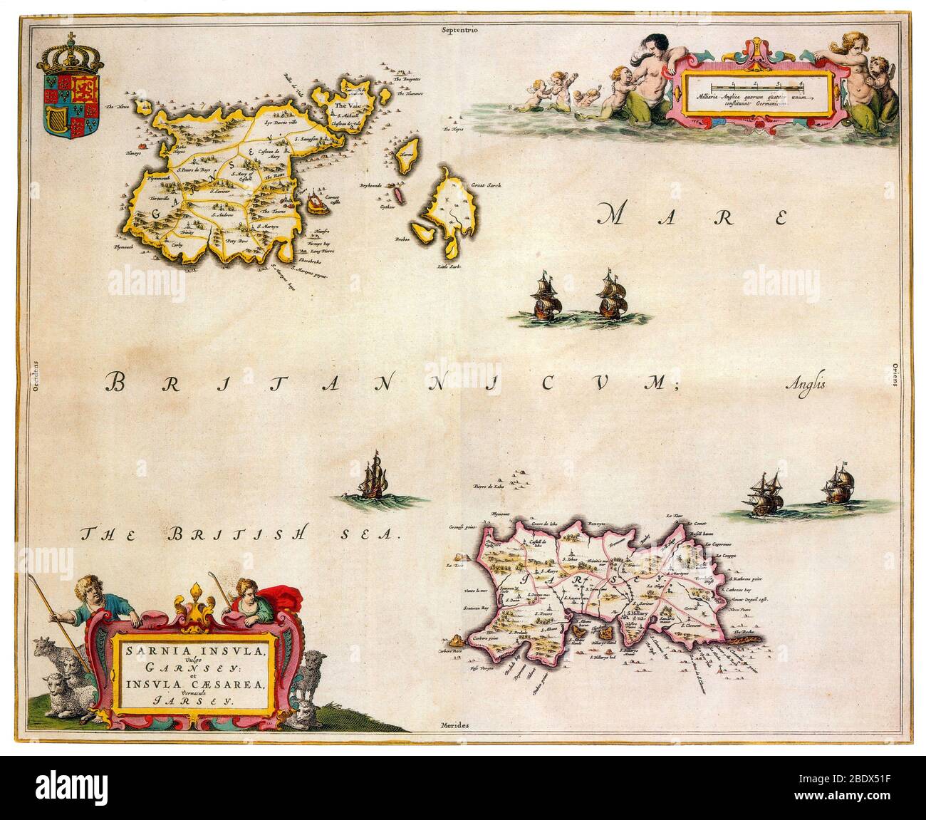 Joan Blaeu, Karte der Kanalinseln, 17. Jahrhundert Stockfoto
