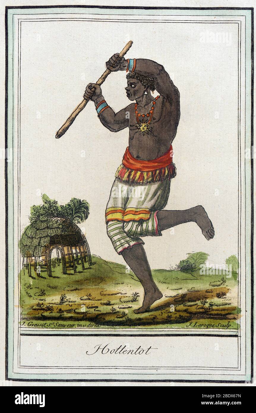 Südafrika, Khoikhoi Krieger, 1797 Stockfoto