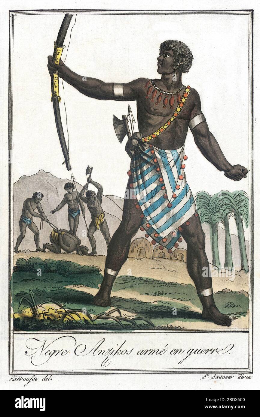 Zentralafrika, Anziku Krieger, 1797 Stockfoto