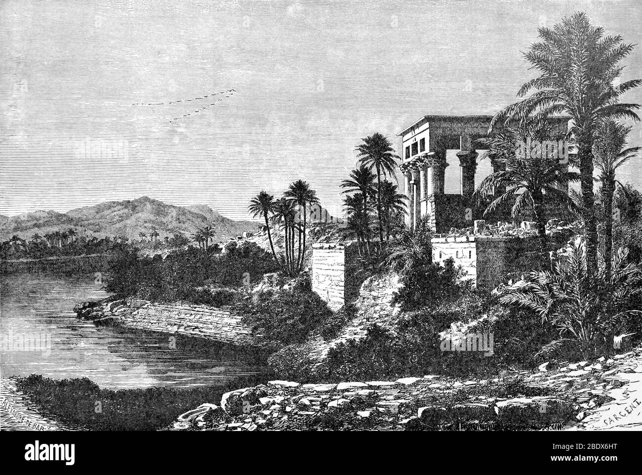 Nordostafrika, Philae Tempel der Isis, 19. Jahrhundert Stockfoto