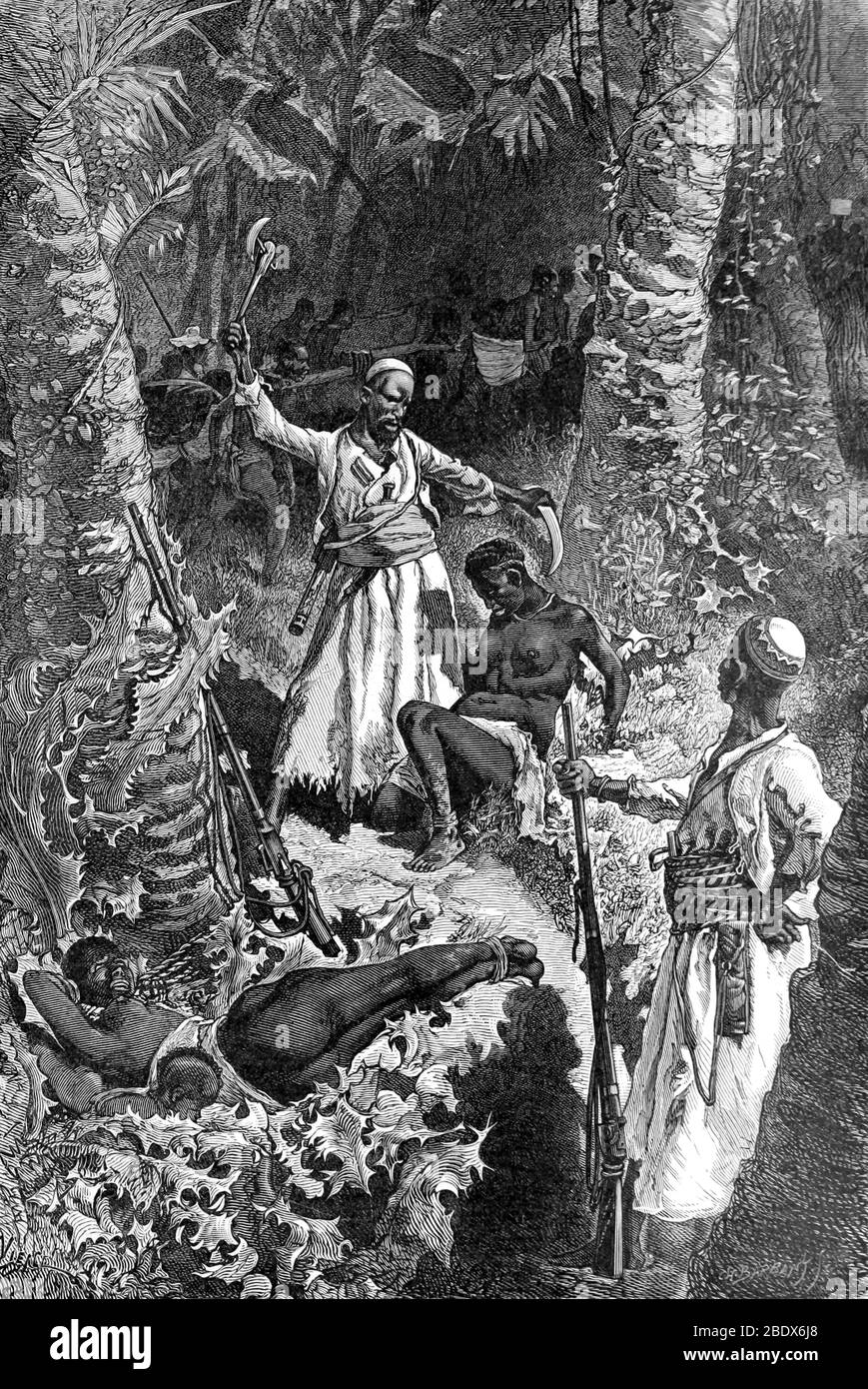 Arabischer Sklavenhandel, Erschöpfung der Sklaven, 19. Jahrhundert Stockfoto