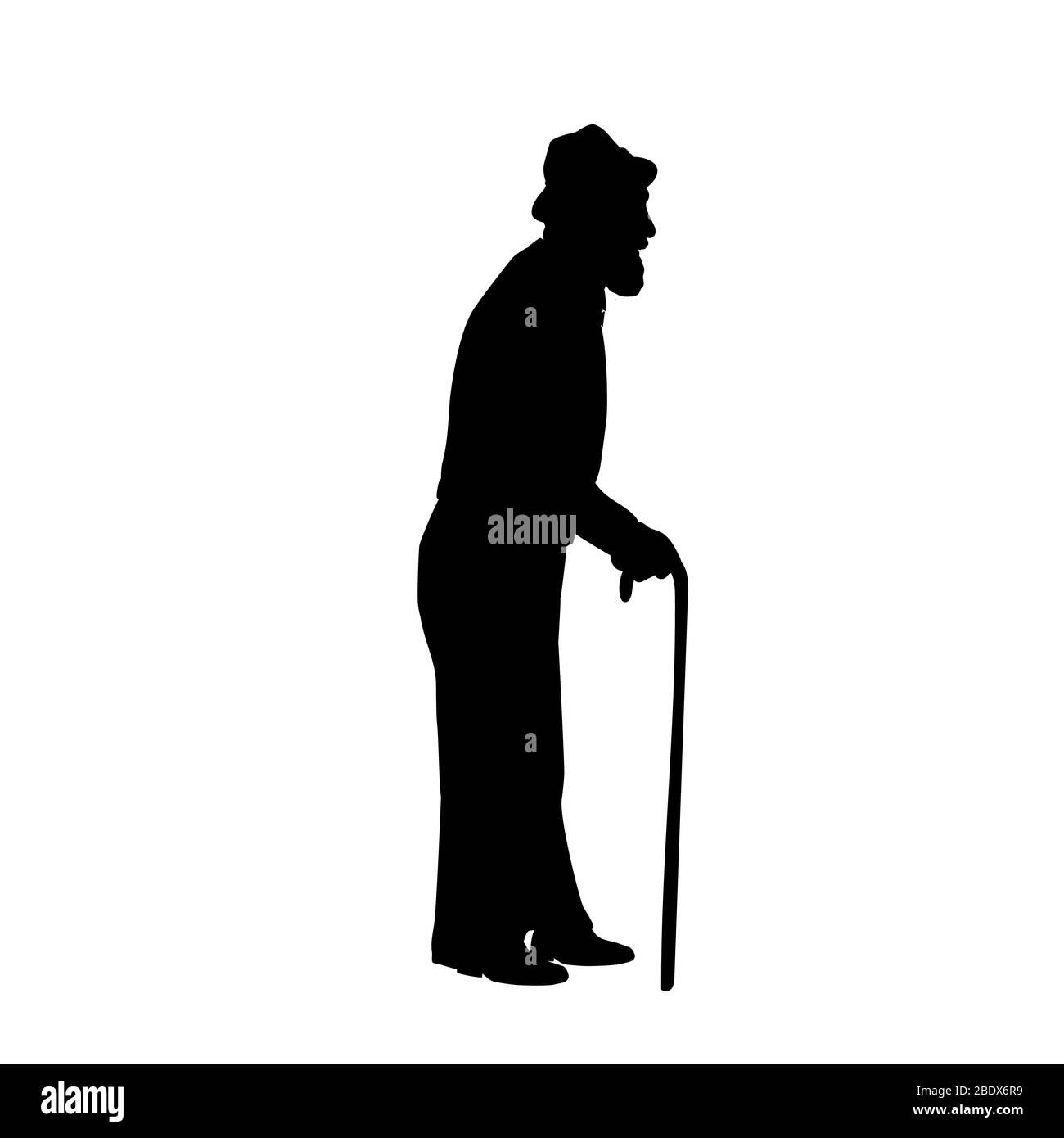 Silhouette Großvater steht seitlich. Symbol für Grafik-Illustrationen Stock Vektor