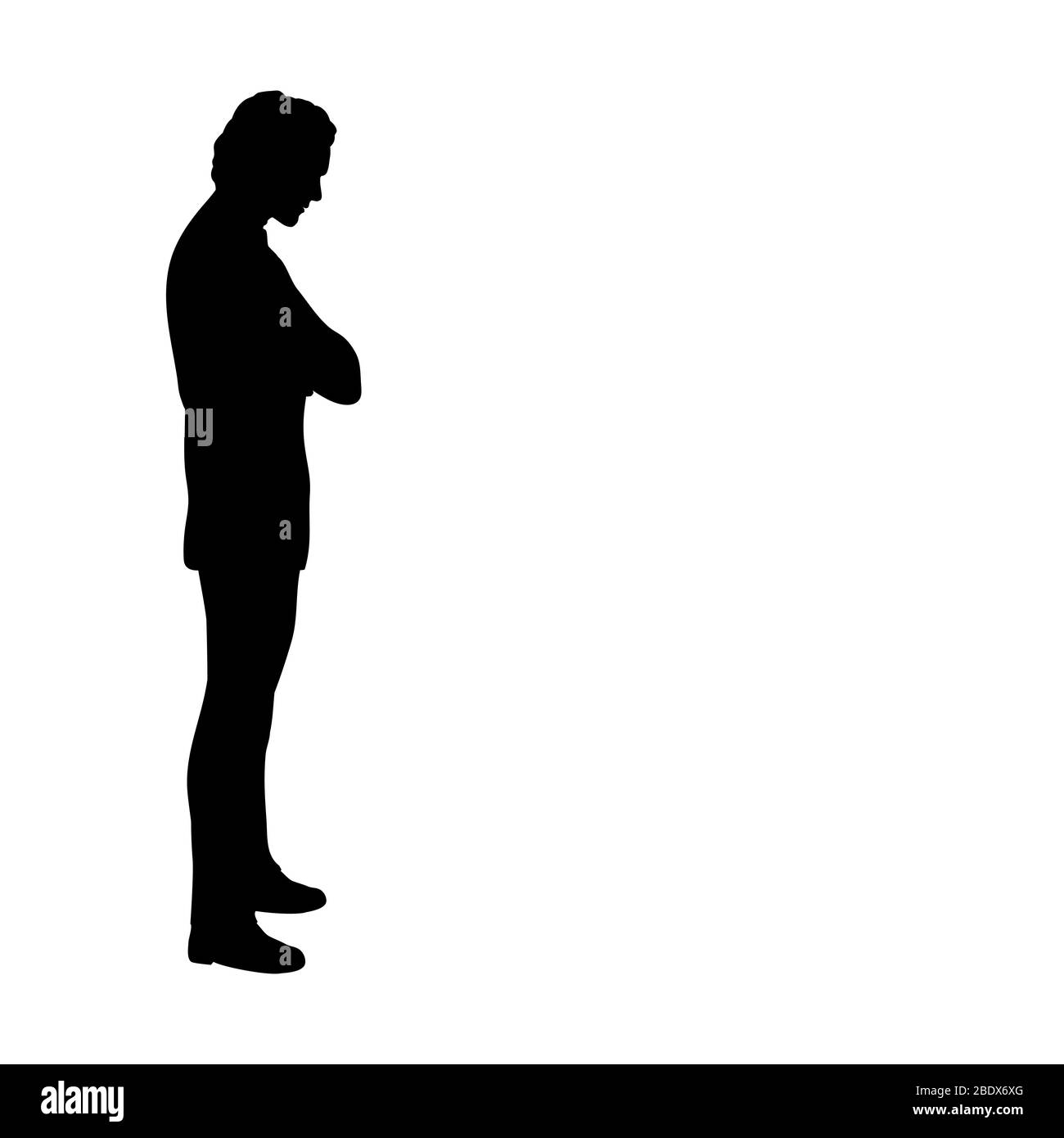 Silhouette des Menschen stehend nachdenklich. Symbol für Grafik-Illustrationen Stock Vektor