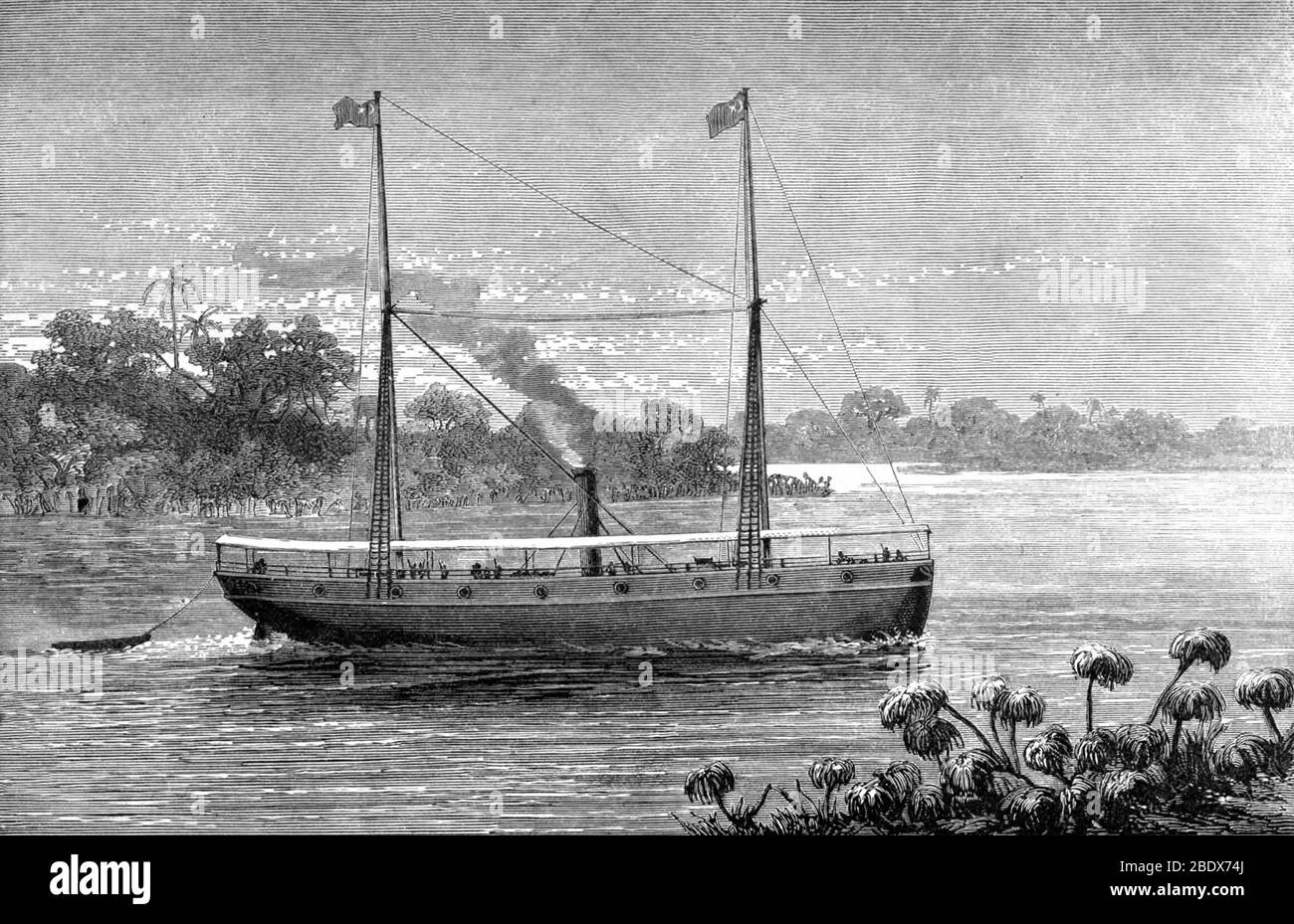 Samuel Baker, Steamboat Khedive, 19. Jahrhundert Stockfoto