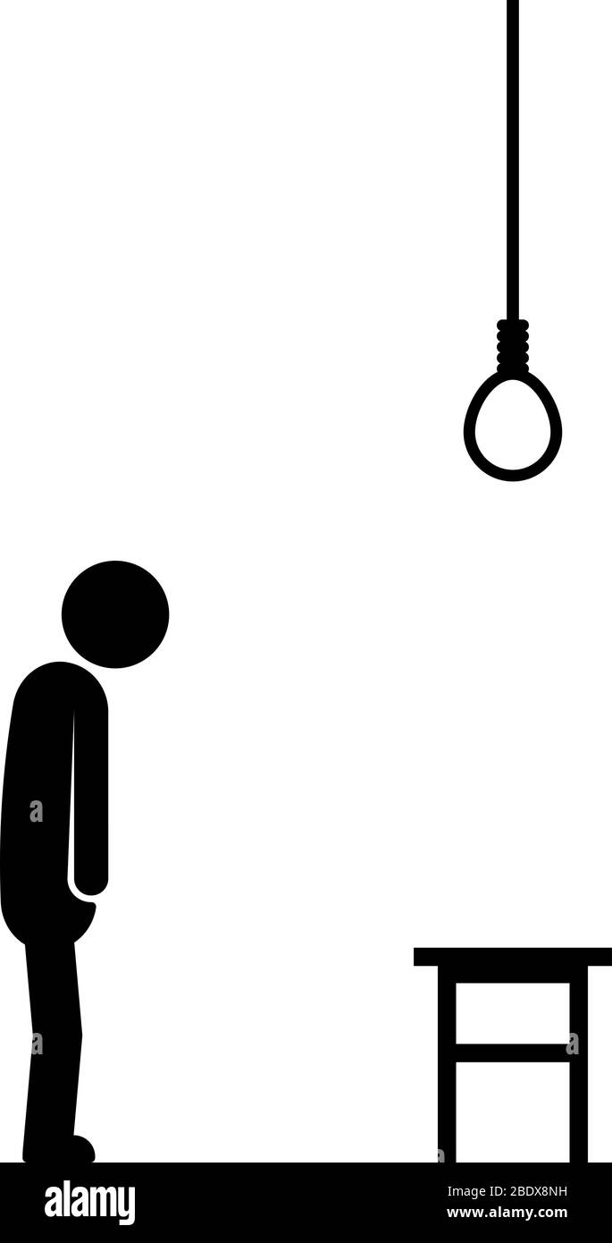 Selbstmord durch Aufhängen mit Stick Figur Stock Vektor