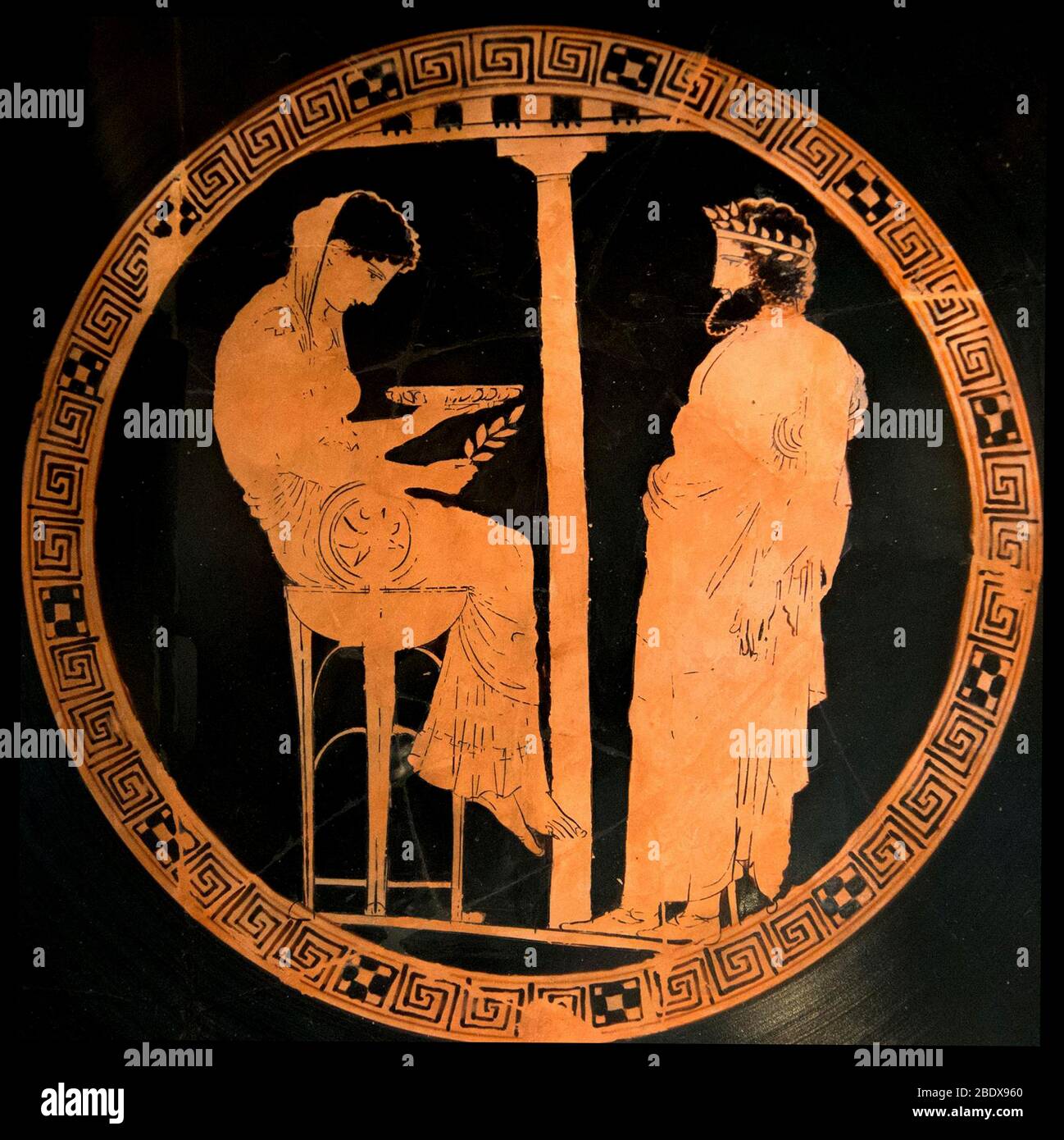 König Aigeus Beratung der Pythia, Orakel von Delphi Stockfoto