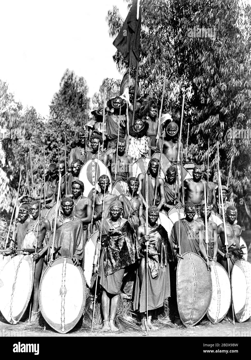 Zentralafrika, Kafronvirondo Warriors, 1910 Stockfoto