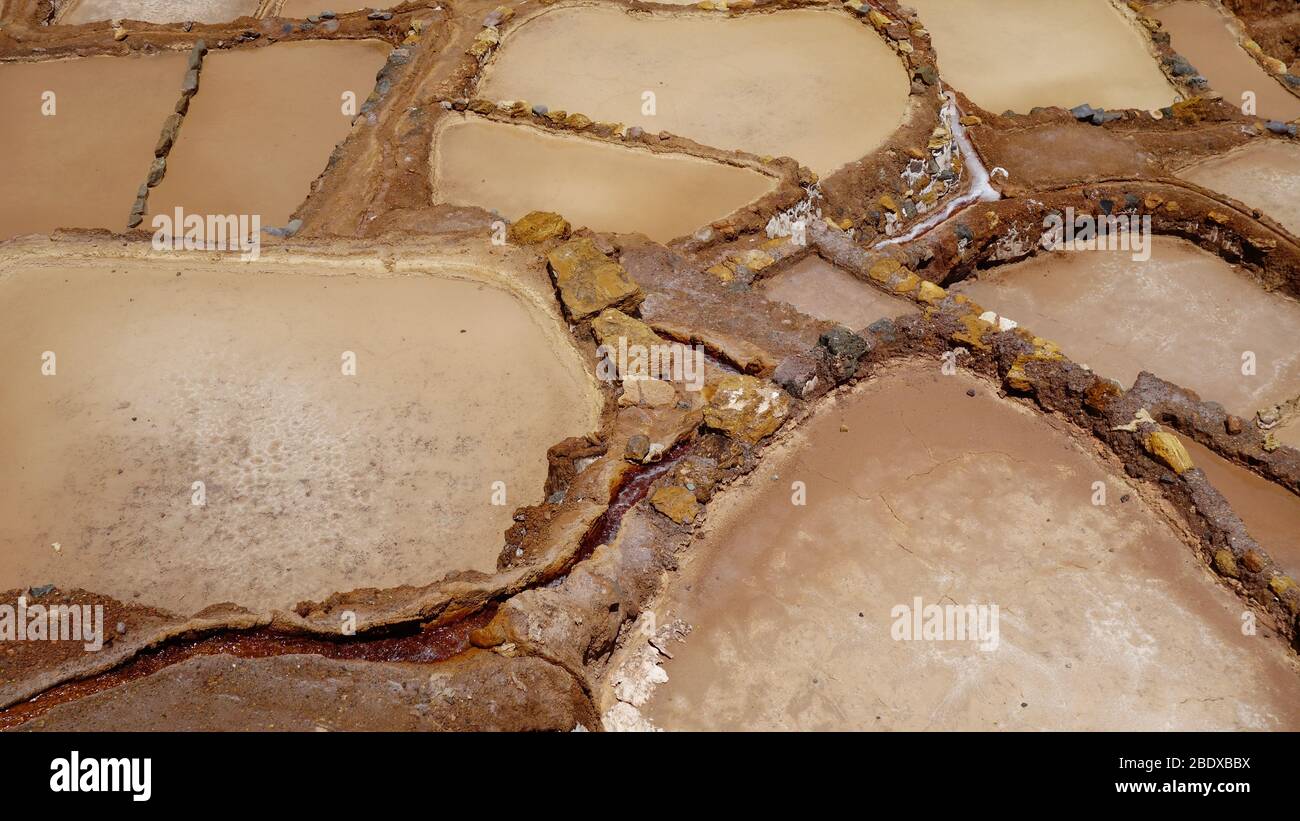 Salinas de Maras von Inca Stockfoto