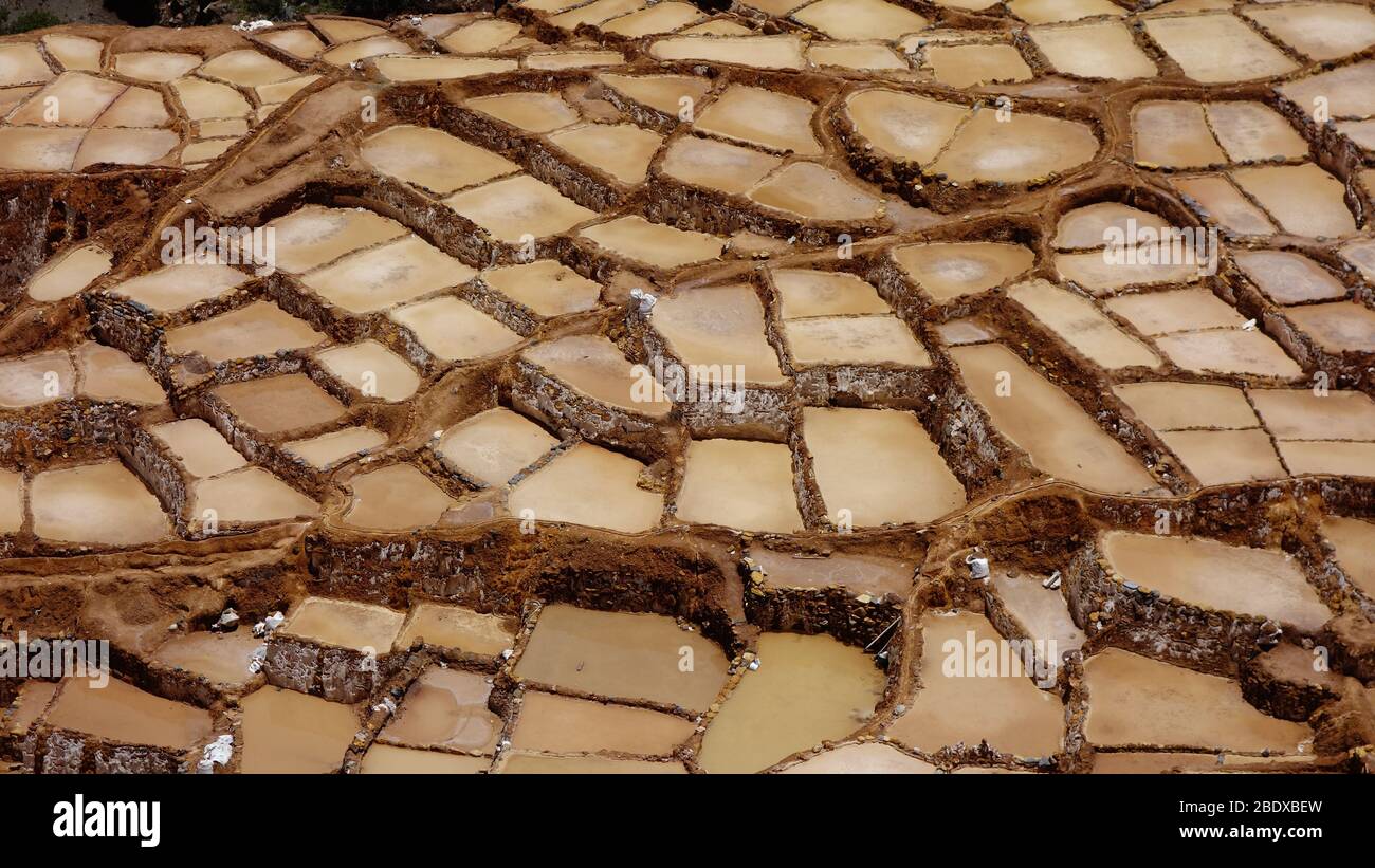 Salinas de Maras von Inca Stockfoto