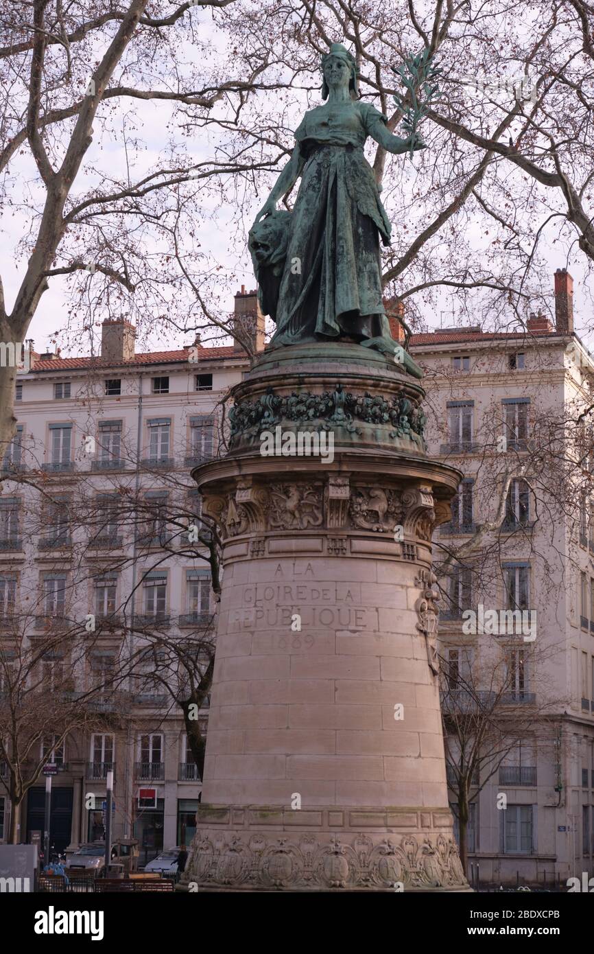 Statue der Republik auf dem Carnot-Platz Lyon Stockfoto