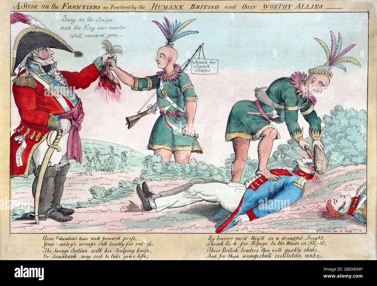 Krieg von 1812, Bounty für amerikanische Skalps Stockfoto