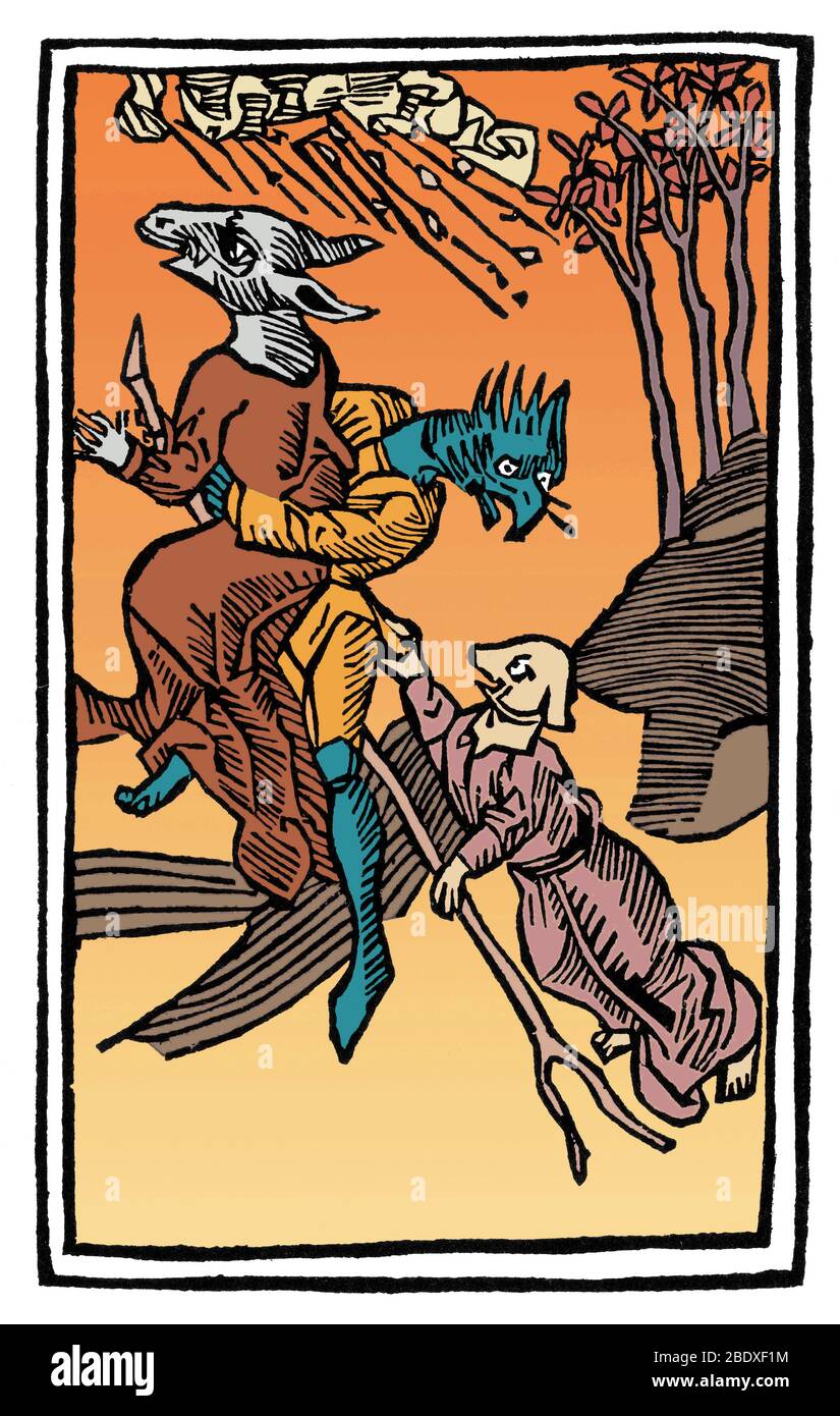 Dämonen Reiten zu Hexensabbat, 1489 Stockfoto