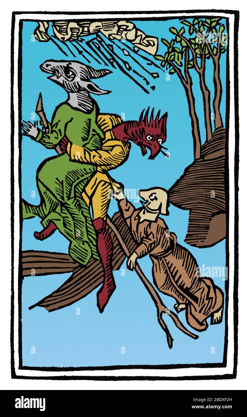 Dämonen Reiten zu Hexensabbat, 1489 Stockfoto