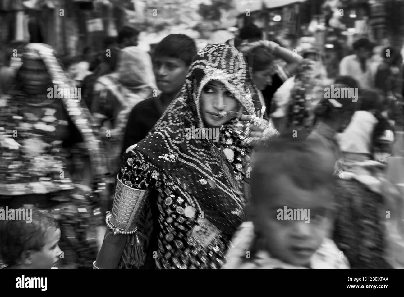 Das Bild von Rajasthani Dame bei Pushkar Animal Fair, Ajmer, Rajasthan, Indien, asien Stockfoto